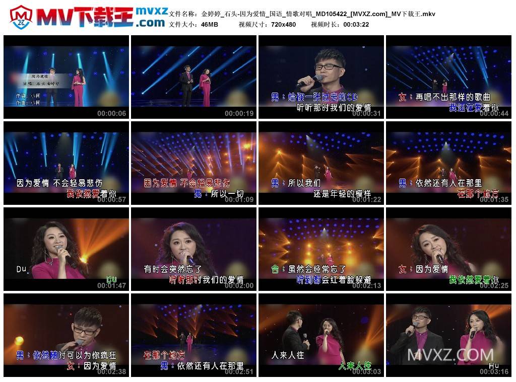 金婷婷_石头-因为爱情_国语_情歌对唱_MD105422